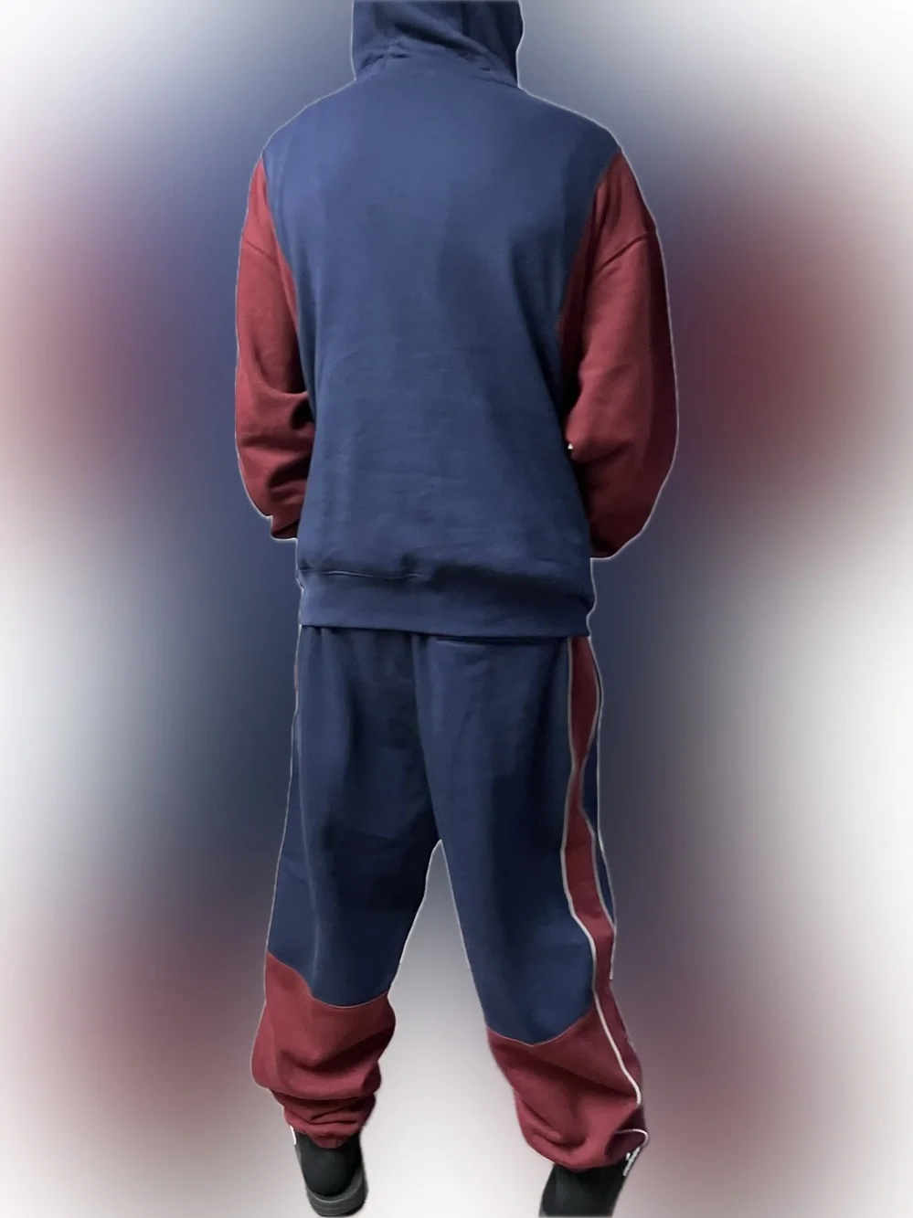 Nike Navy Maroon Two-Tone Hoodie and Joggers sweatsuit sweatpants hoodie set NWT